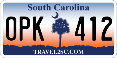 SC license plate OPK412