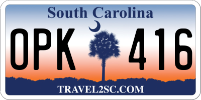 SC license plate OPK416