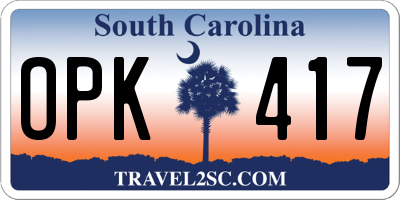 SC license plate OPK417