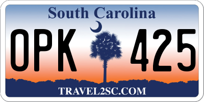 SC license plate OPK425