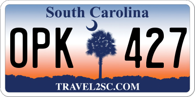 SC license plate OPK427