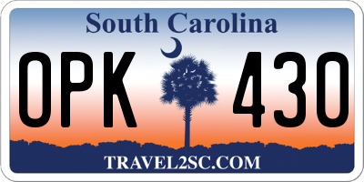SC license plate OPK430