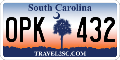 SC license plate OPK432