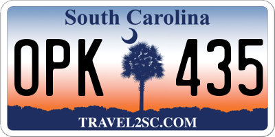 SC license plate OPK435