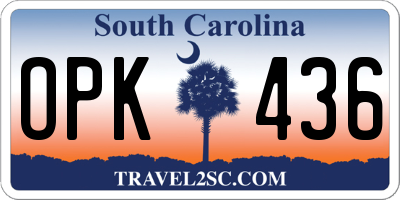 SC license plate OPK436