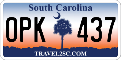 SC license plate OPK437