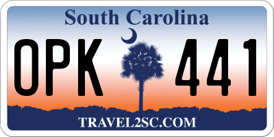 SC license plate OPK441