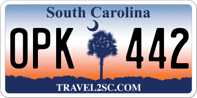 SC license plate OPK442