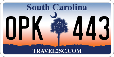 SC license plate OPK443