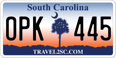 SC license plate OPK445