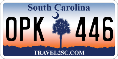 SC license plate OPK446