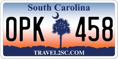 SC license plate OPK458