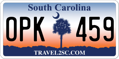 SC license plate OPK459