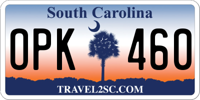 SC license plate OPK460