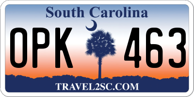 SC license plate OPK463