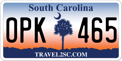 SC license plate OPK465