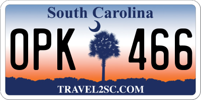 SC license plate OPK466