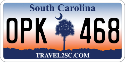 SC license plate OPK468