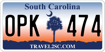 SC license plate OPK474
