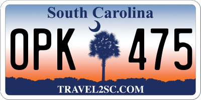 SC license plate OPK475