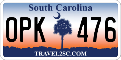 SC license plate OPK476