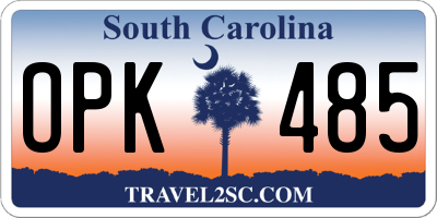 SC license plate OPK485