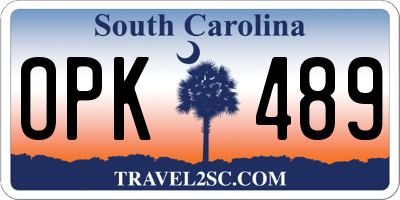 SC license plate OPK489