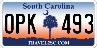 SC license plate OPK493