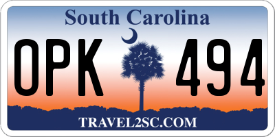 SC license plate OPK494