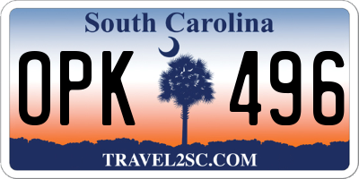 SC license plate OPK496