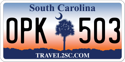 SC license plate OPK503