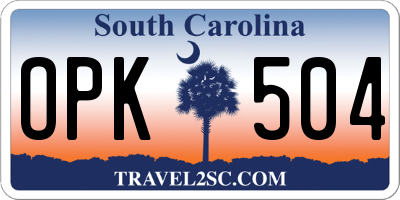 SC license plate OPK504