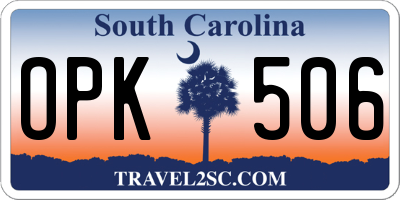 SC license plate OPK506