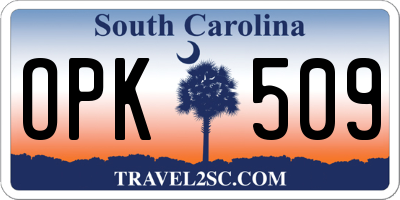 SC license plate OPK509