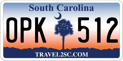 SC license plate OPK512