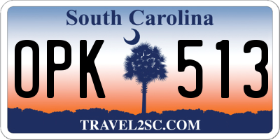 SC license plate OPK513