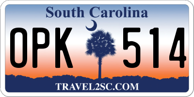 SC license plate OPK514