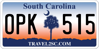 SC license plate OPK515