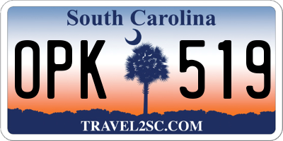 SC license plate OPK519