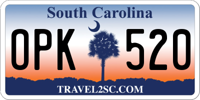 SC license plate OPK520