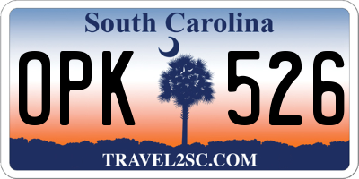 SC license plate OPK526