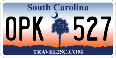 SC license plate OPK527