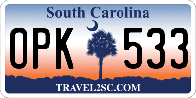 SC license plate OPK533
