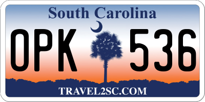 SC license plate OPK536