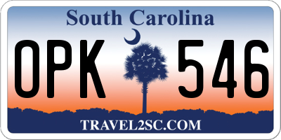 SC license plate OPK546