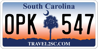 SC license plate OPK547