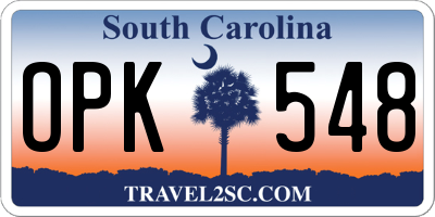 SC license plate OPK548