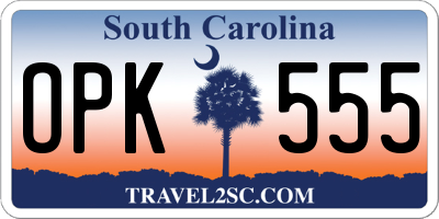 SC license plate OPK555