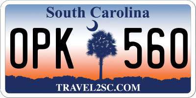 SC license plate OPK560
