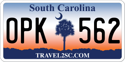 SC license plate OPK562
